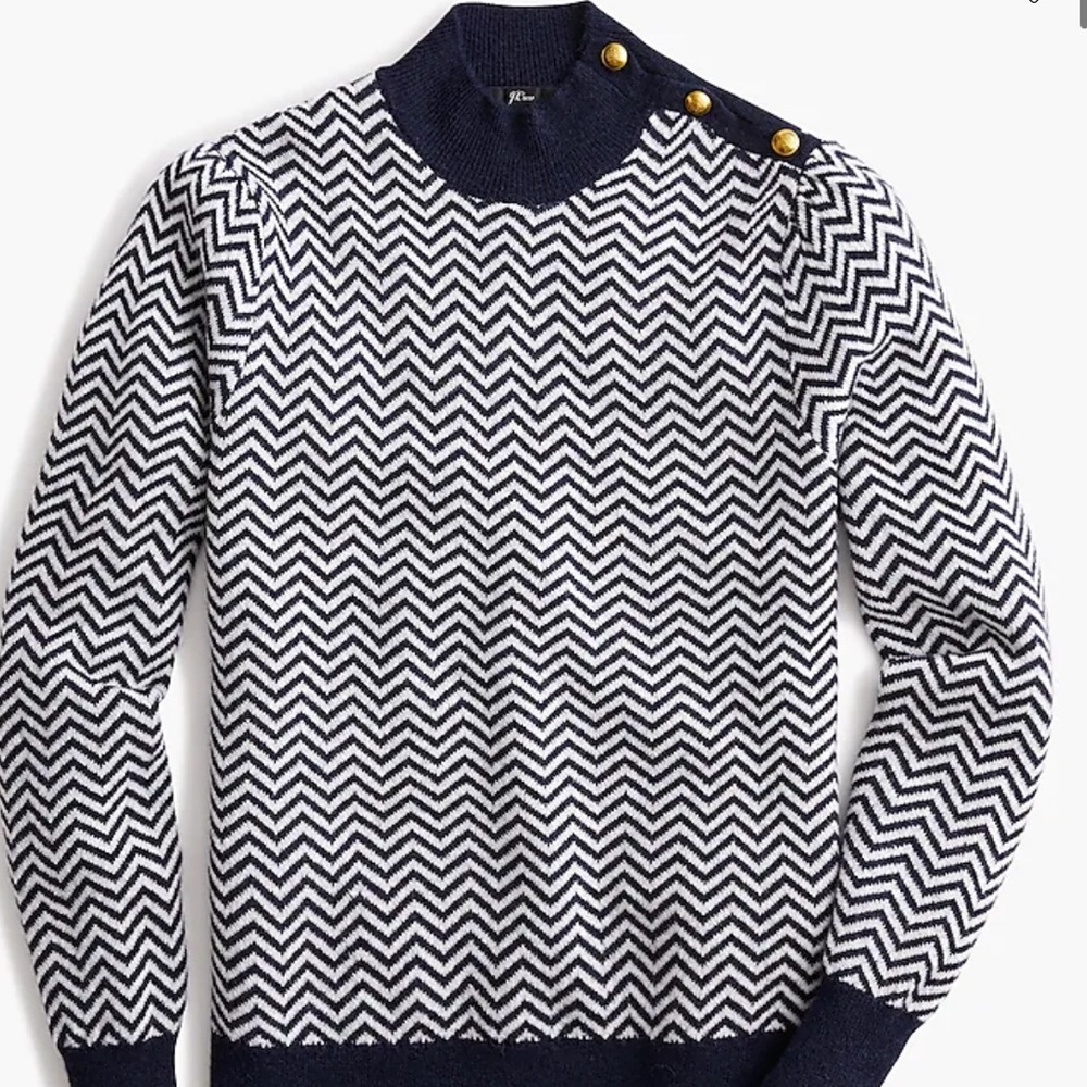 JCrew Button-detail mockneck sweater in herringbone - Size XS